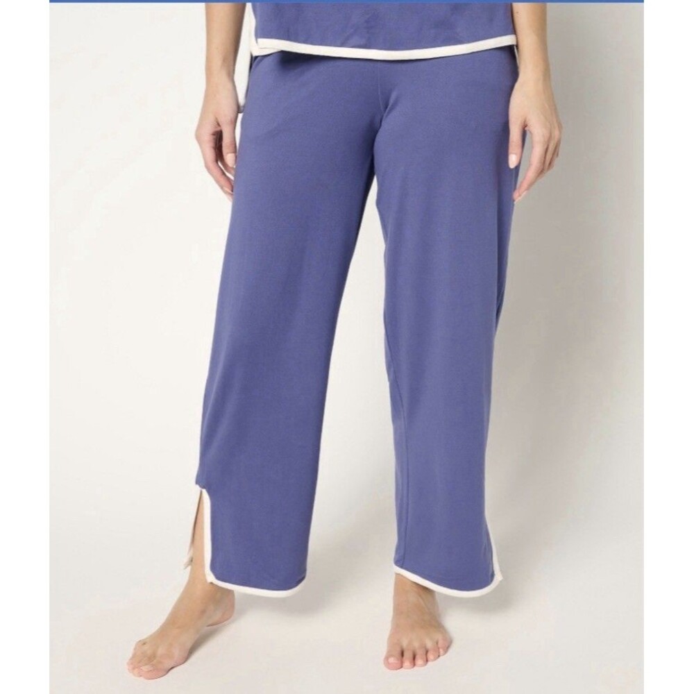 Cuddl Duds Flexwear Color Accent Pant Skipper Blue Sz M